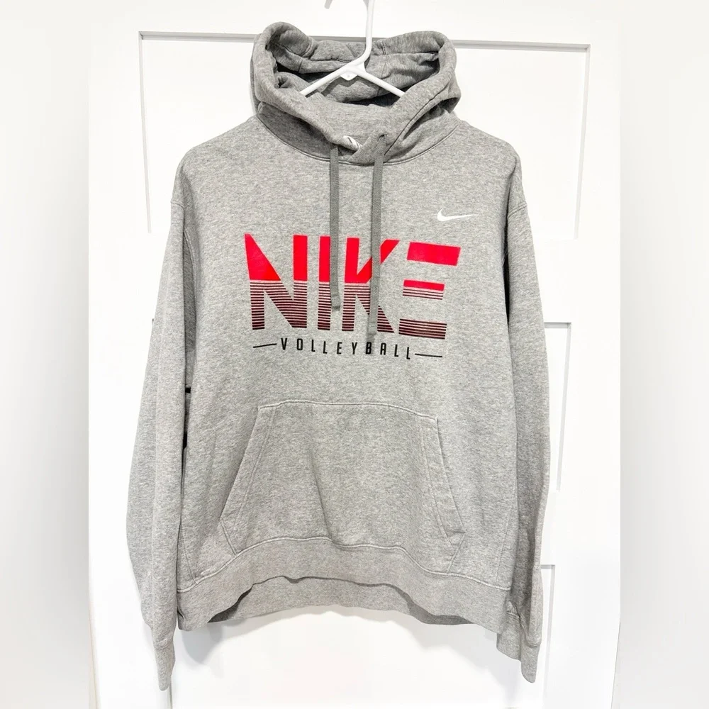 Nike volleyball Gray Hoodie with Red Graphic - Women’s Hoodie Sweatshirt